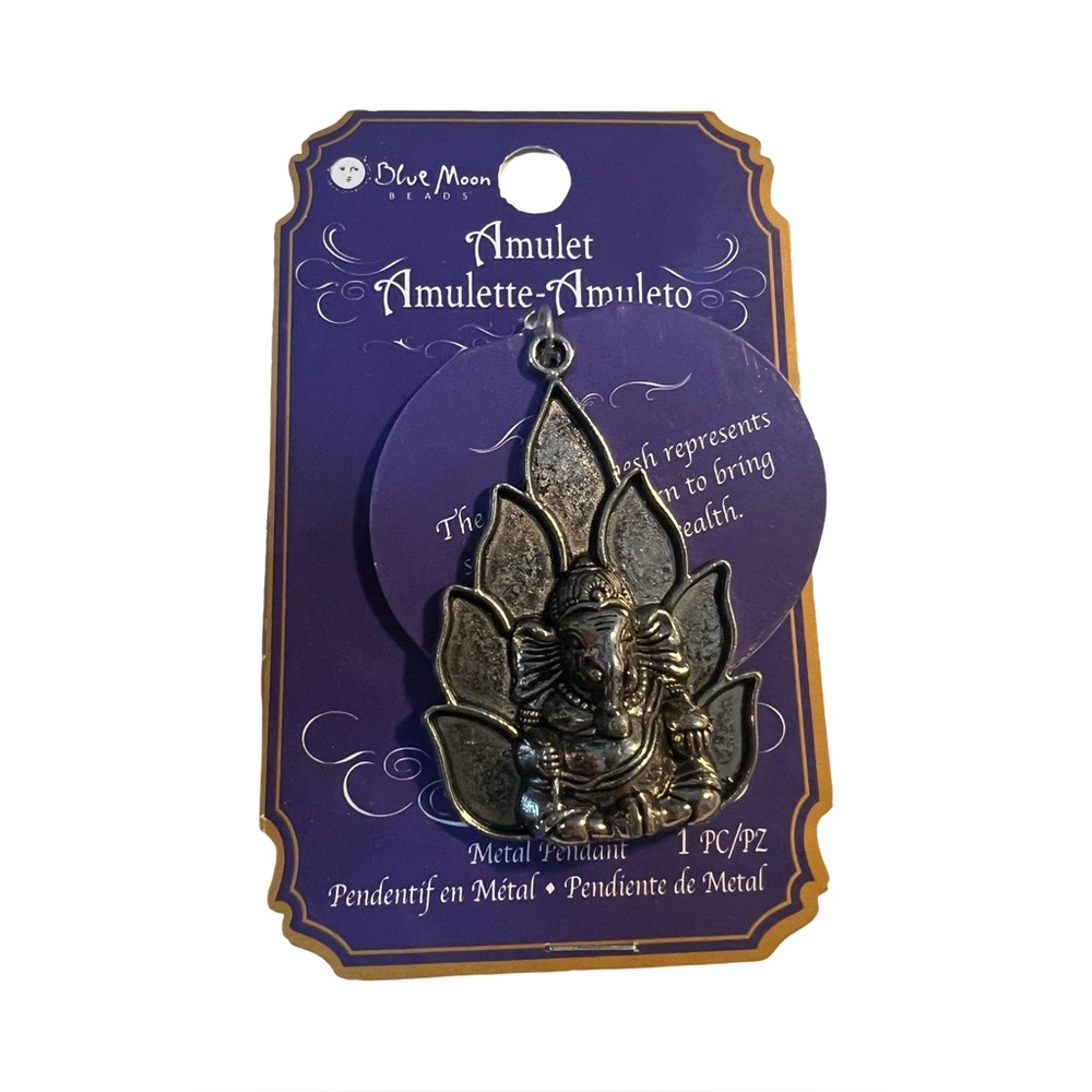 NWT Silver Metal Ganesha Amulet Pendant